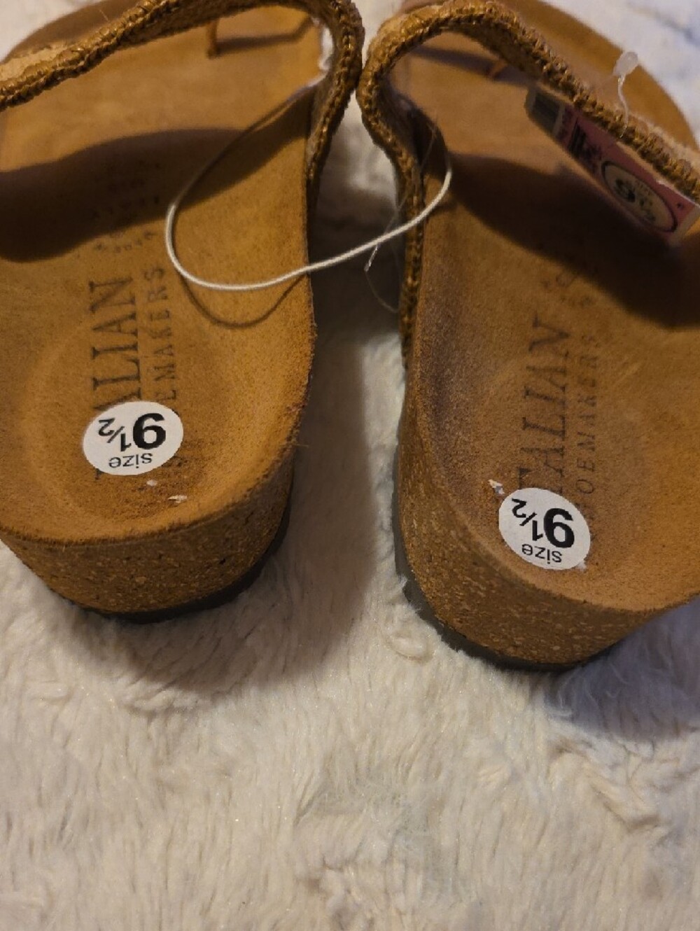 New Italian Shoemakers Woven Slide Sandals in Natural Tan - Picture 6 of 7